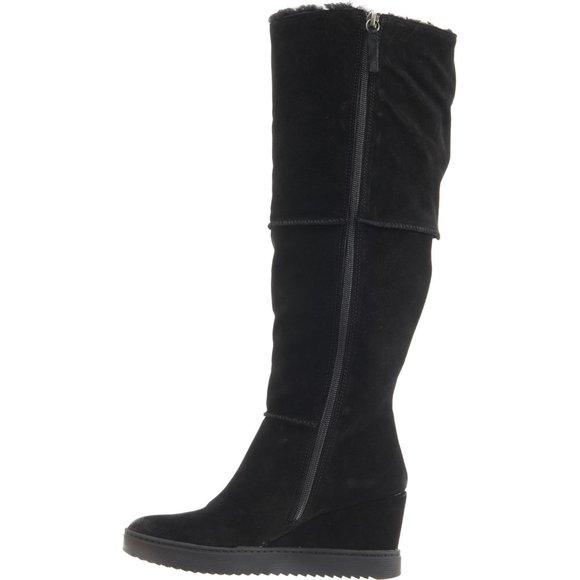 Sofft Waterproof Suede Shearling Tall Boots Comfy Wedge Heel Snow Winter Boots 7 - Picture 3 of 16